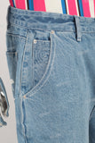 Blue patchwork digital print shorts
