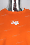 Orange oversize digital print heavyweight T shirt men