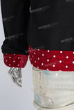 Black embroidered patchwork hoodie