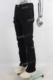 Black embroidered straight boot cut jeans
