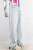 Blue straight acid washed jeans