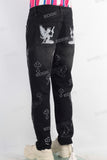 Black acid washed laser jeans