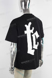 Black heavyweight digital print t shirt