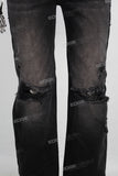 Black damaged straight jeans