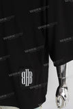 Black oversize patchwork digital print t shirt