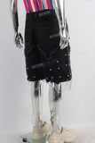 Black damaged rivet shorts