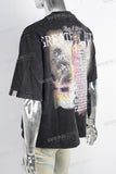 Black heavyweight digital print t shirt