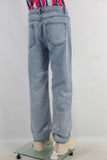 Blue digital print stralght jeans