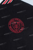Black and red patchwork embroidered hooded jacket men