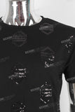 Black Sequin Slim regular T shirt men