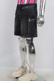 Black patchwork cargo laser shorts