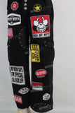 Black patchwork cargo straight jeans