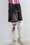 Acid washed patchwork short
