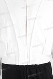White loose cut and sewn zip up hoodie