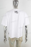 White screen print boot cut t shirt