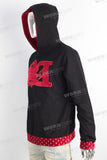 Black embroidered patchwork hoodie