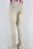 Yellow acid washed damaged skinny jeans