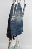 Women black patchwork denim skirt