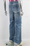 Blue damaged straight jeans