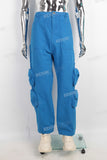 Blue cargo straight jeans men