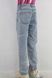 Blue digital print stralght jeans