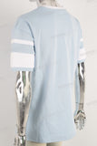 Blue digital print patchworkt shirt