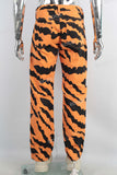 Orange leopard print slimming jeans