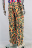 Digital print patchwork straight jeans