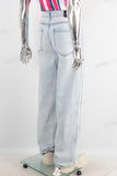 Blue straight acid washed jeans