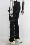 Black embroidered straight boot cut jeans