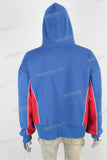 Blue large digital print patchwork hoodie
