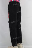 Black patchwork cargo straight jeans