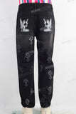 Black acid washed laser jeans