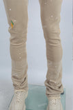Golden Skinny Paint Splash Stacked Jeans Men