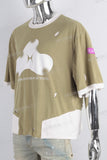 Digital print patchwork damaged t shirt