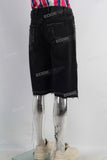 Black damaged patchwork laser shorts