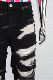 Waffle Double Fabric Black Distress Men Jeans