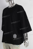 Black oversize patchwork digital print t shirt