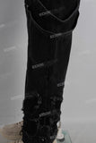 Embroidered patchwork hoodie and straight pants set