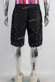 Black damaged rivet shorts
