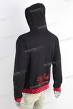 Black embroidered patchwork hoodie