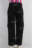 Black patchwork cargo straight jeans