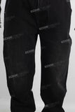 Black acid washed baggy jeans