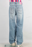 Blue damaged baggy straight jeans