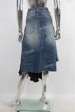 Women black patchwork denim skirt