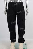 Black cargo straight jeans