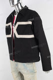 Black patchwork zip up jacket