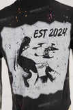 Black digital print patchwork paint splatters T shirt and  hat