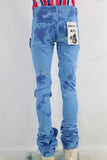 Blue damaged skinny stack jeans