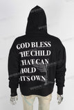 Black digital print thread hoodie